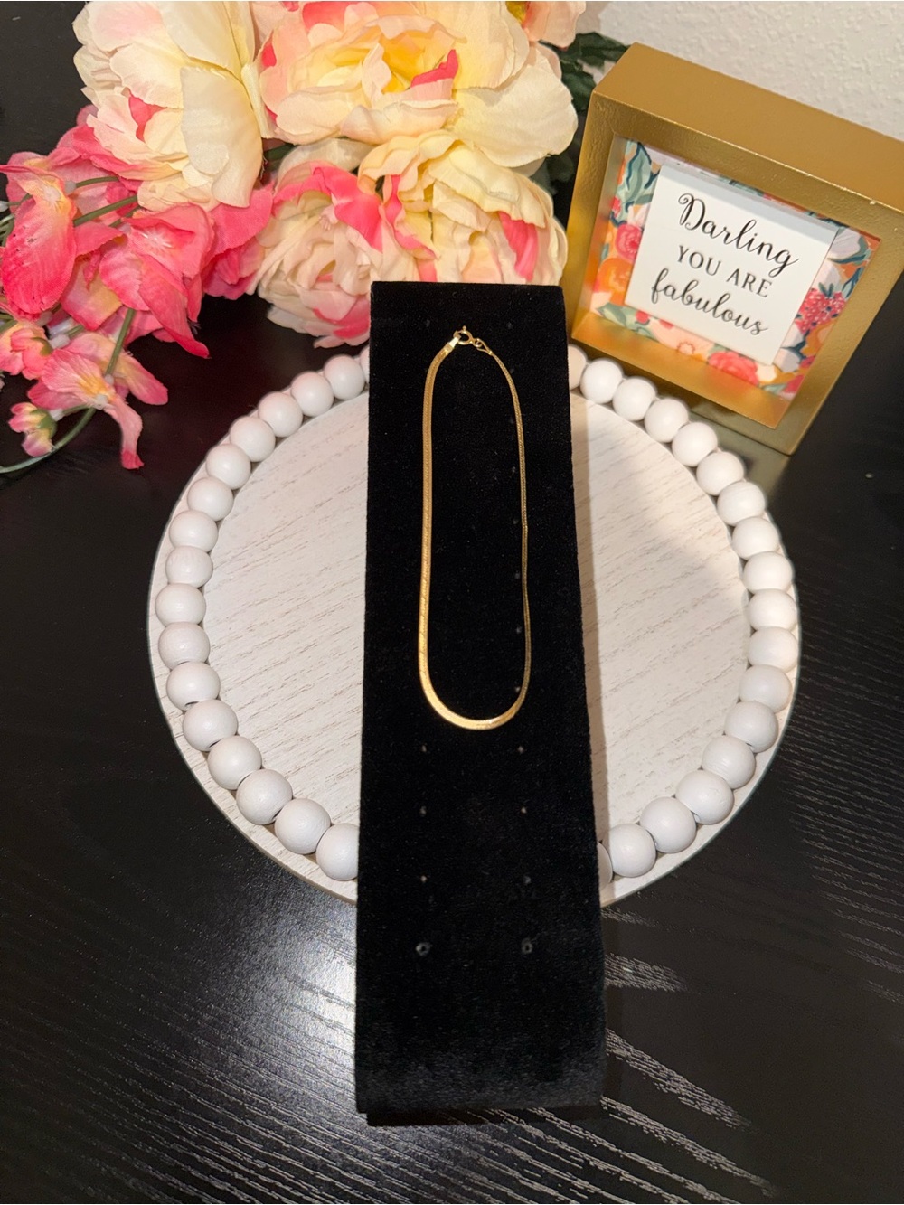 14K Yellow Gold Herringbone Anklet/Bracelet 9” 1.50g Fine Jewelry